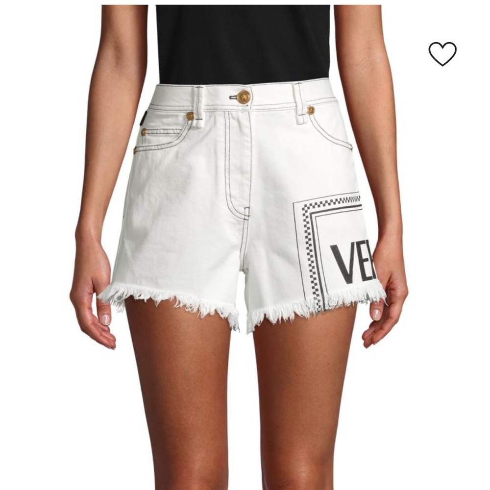 Versace White Frayed Hem Jean Shorts size 26